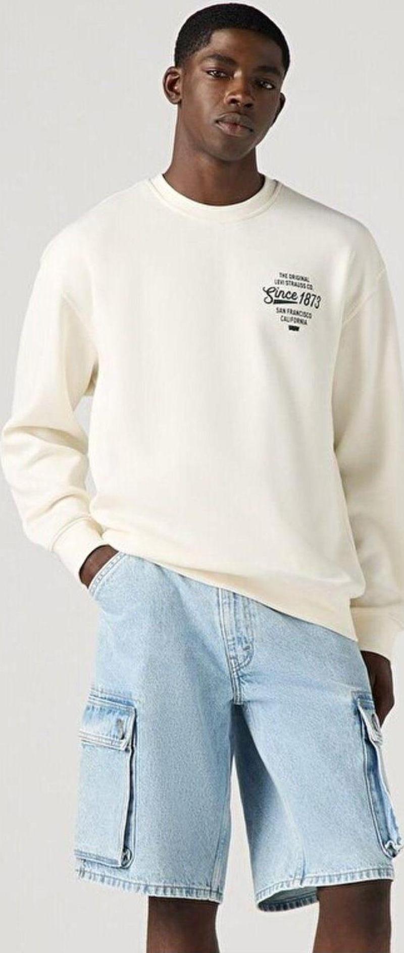 Erkek Relaxed Graphic Beyaz Sweatshirt - 38712-0457