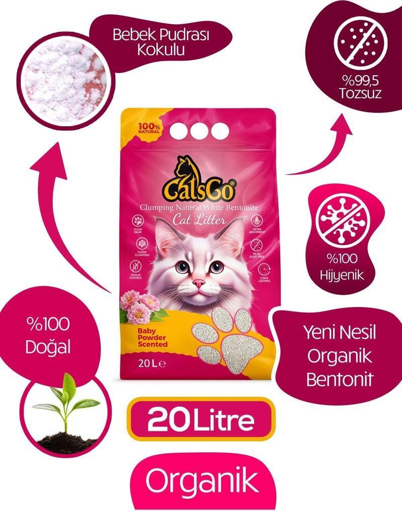 Bebek Pudralı Premium Organik Kedi Kumu 20 Lt Dev Boy