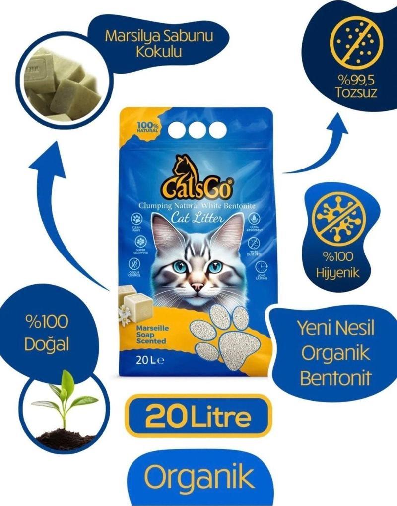 Büyük Boy Marsilya Sabunlu Premium Organik Kedi Kumu 20 Lt