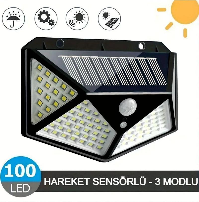 100 Led Güneş Enerjili Solar Bahçe Aydınlatması Hareket Sensörlü Su Geçirmez 3 Farklı Mod Bahçe Işık