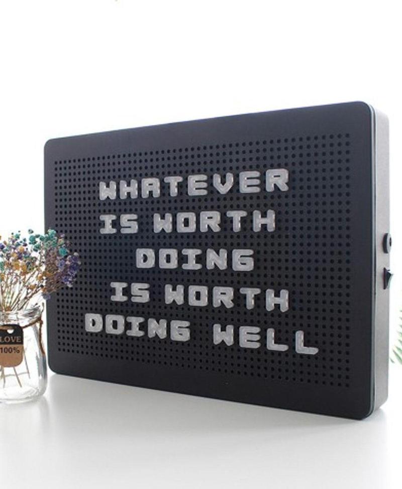 Yazı Panosu 63 Harfli Işıklı Yazı Panosu 21X14 Cm Letter Board Duvar Monte Aparatlı Pegboard