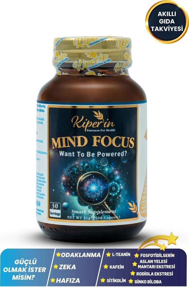 Mind Focus Aslan Yelesi Mantarı, Sitikolin, Rhodiola, L-Theanin .. (1440mg) | Akıllı Gıda Takviyesi 8682304243523