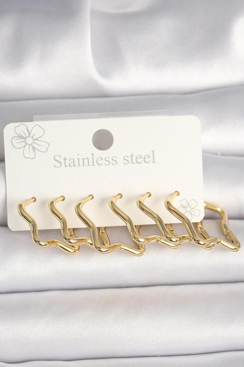 Gold Renk Yıldız Model Kadın Küpe Seti - EBJ250315W32074