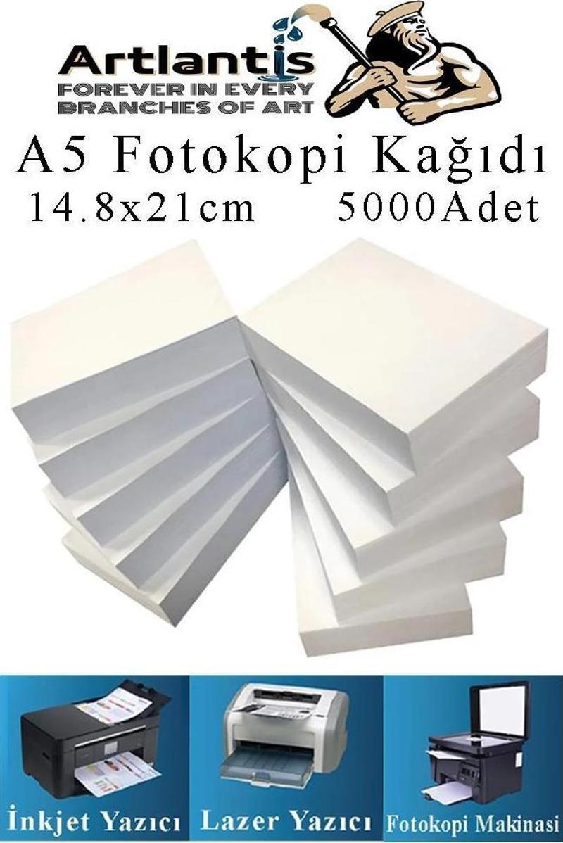 Fotokopi Kağıdı A5 80 gr 500 lü 10 Paket  Fotokopi Kağıdı Lazer İnkjet ve Fotokopi Makineleri İçin Uyumlu