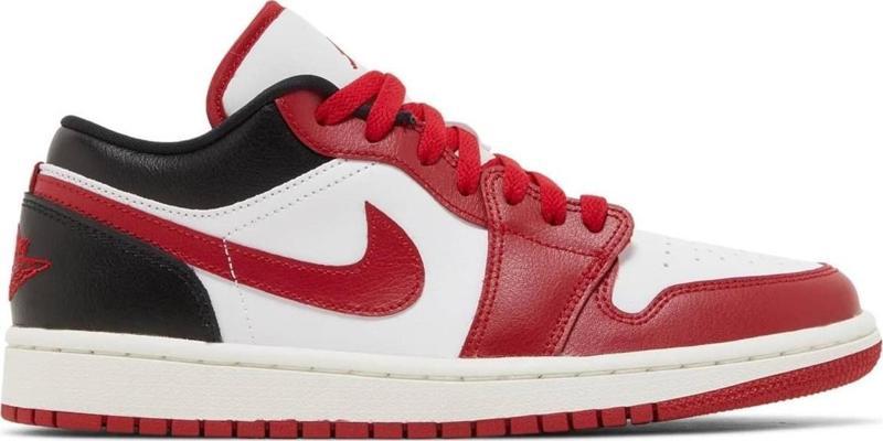 Air Jordan 1 Low Reverse Leather Sneaker Unisex Hakiki Deri Günlük Spor Ayakkabı Beyaz Kırmızı Siyah