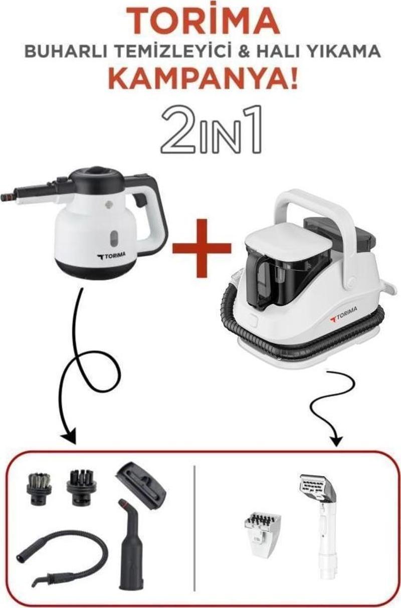JJB-747-II Koltuk ve Halı Yıkama Makinesi + CB-902A Çok Fonksiyonlu Buharlı Temizleyici