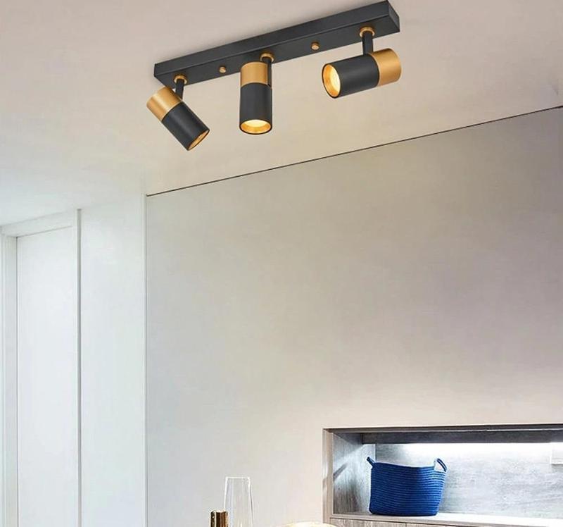 Üçlü Modern Siyah Gold Spot Avize