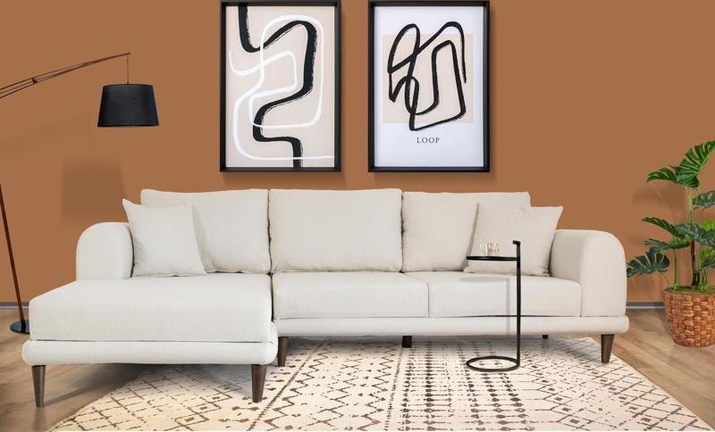 Nero Köşe Koltuk, Ekru, 250X160, Sol Köşe