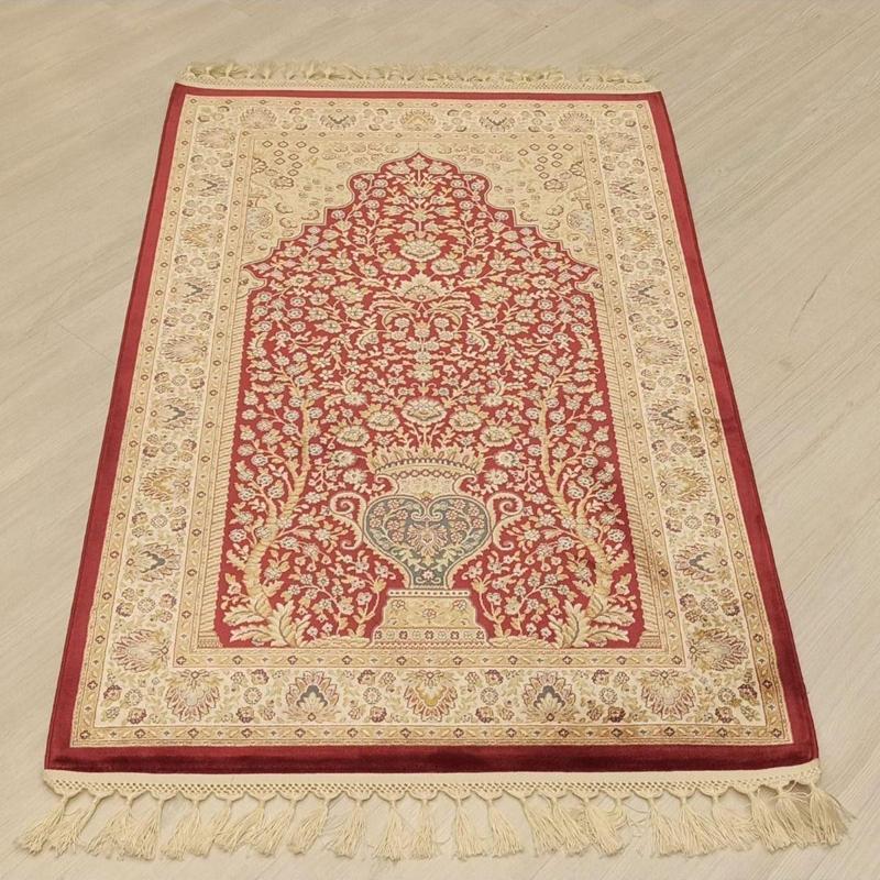 % 100 İpek Desenli Bordo Seccade