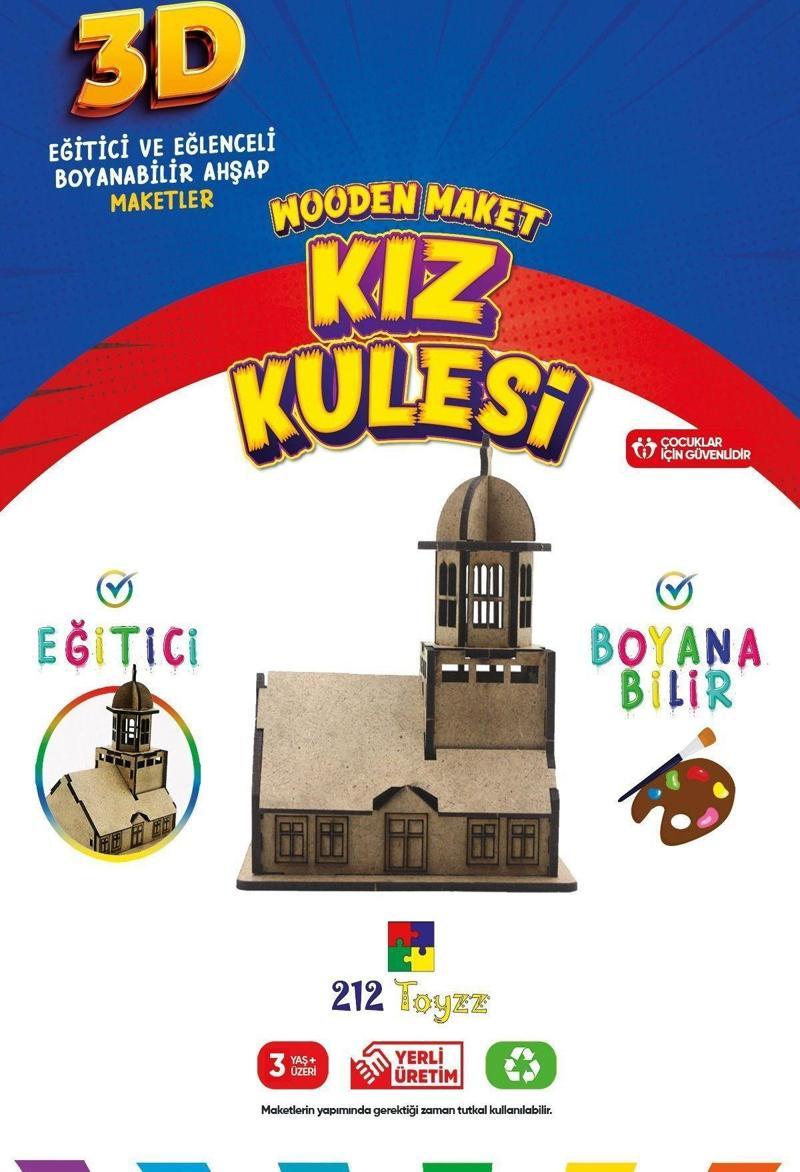 3D Boyanabilir Ahşap Kız Kulesi Maketi - Çocuklar İçin Eğitici Oyuncak