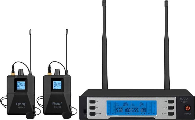 R-2200 UHF 2 Yaka Kablosuz Telsiz Mikrofon Seti Kablosuz Yaka Mikrofonu