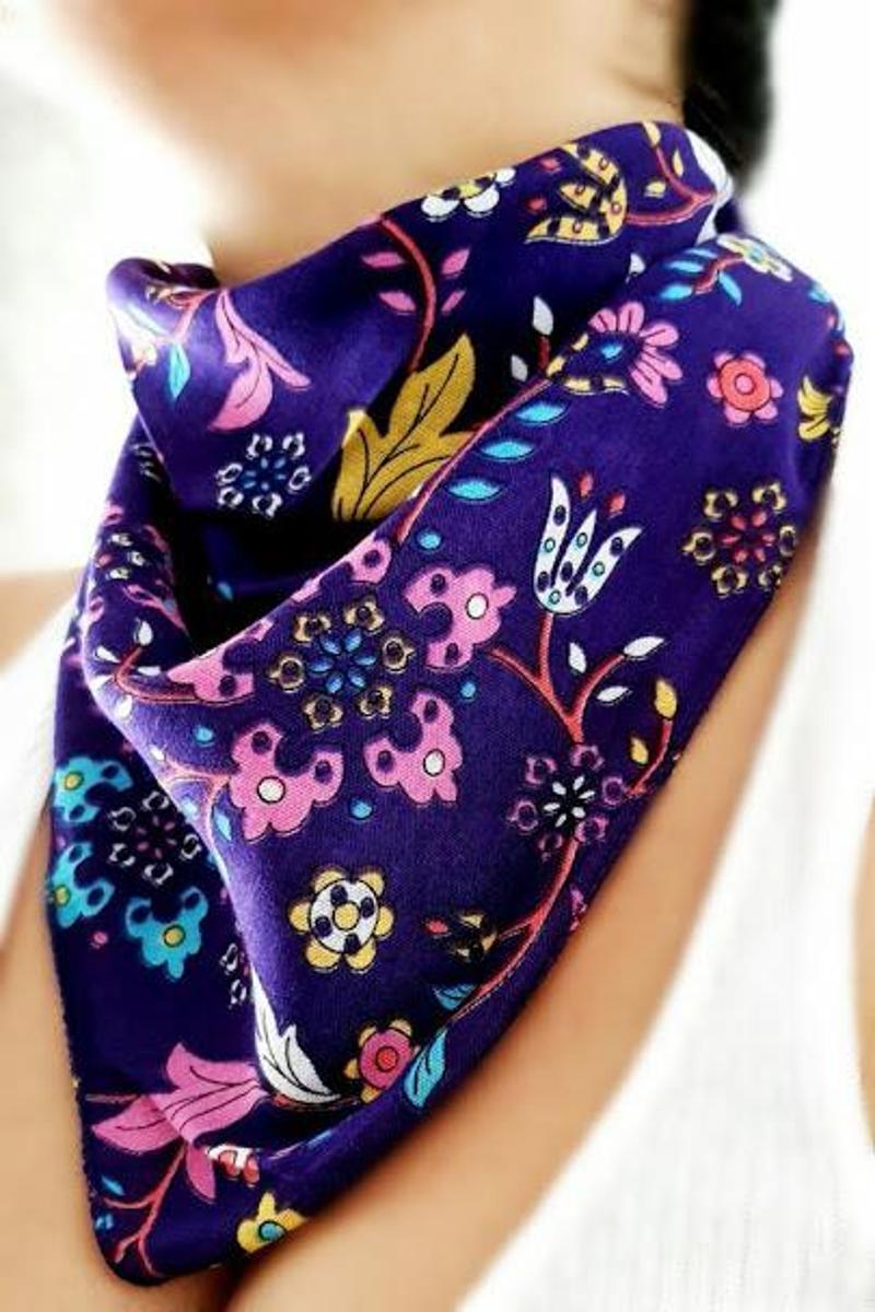 ETNİK DESENLİ BANDANA MOR