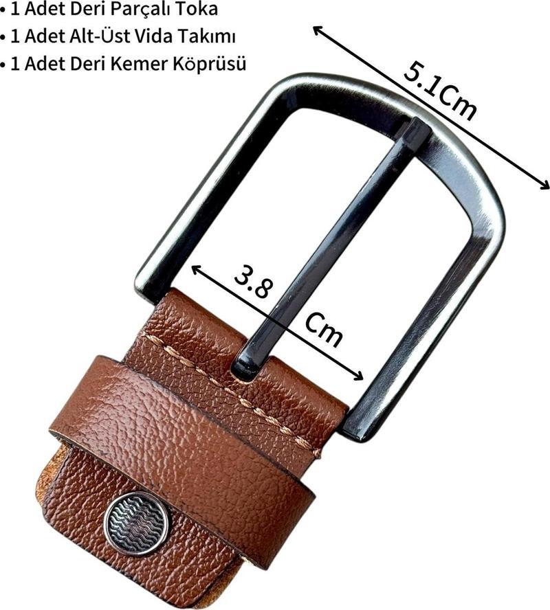 Yedek Kemer Tokası Vidalı Hakiki Deri Taba