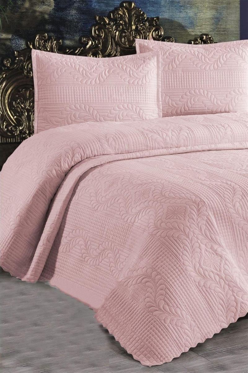 Mikrofiber Çift Kişilik Yatak Örtüsü - Pembe