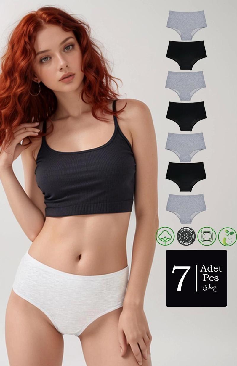 Karma 7'Li Paket Pamuklu Yüksek Bel Bato Külot