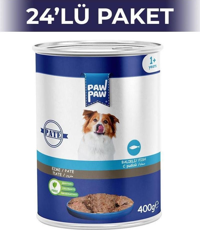 Pate Balıklı Yetişkin Köpek Konserve Maması 400 gr 24 Adet