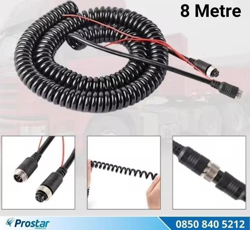 8 Metre 4 pin aviation trigger tetik destekli Spiral uzatma Kablosu