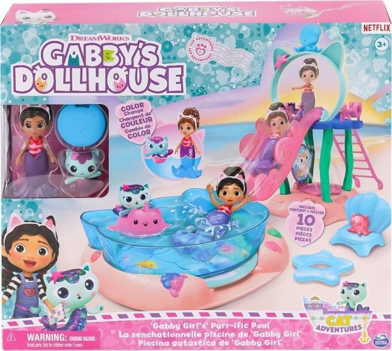Nessiworld 6067878 Gabbys Dollhouse Gabby ve Mercat Purr-ific Havuz Oyun Seti