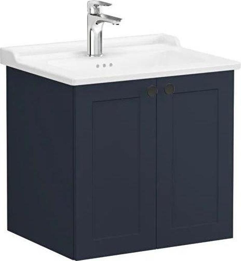 68706 Root Classic Kapaklı Lavabo Dolabı, 60 Cm, Mat Lacivert (Klasik Lavabo Dahil)