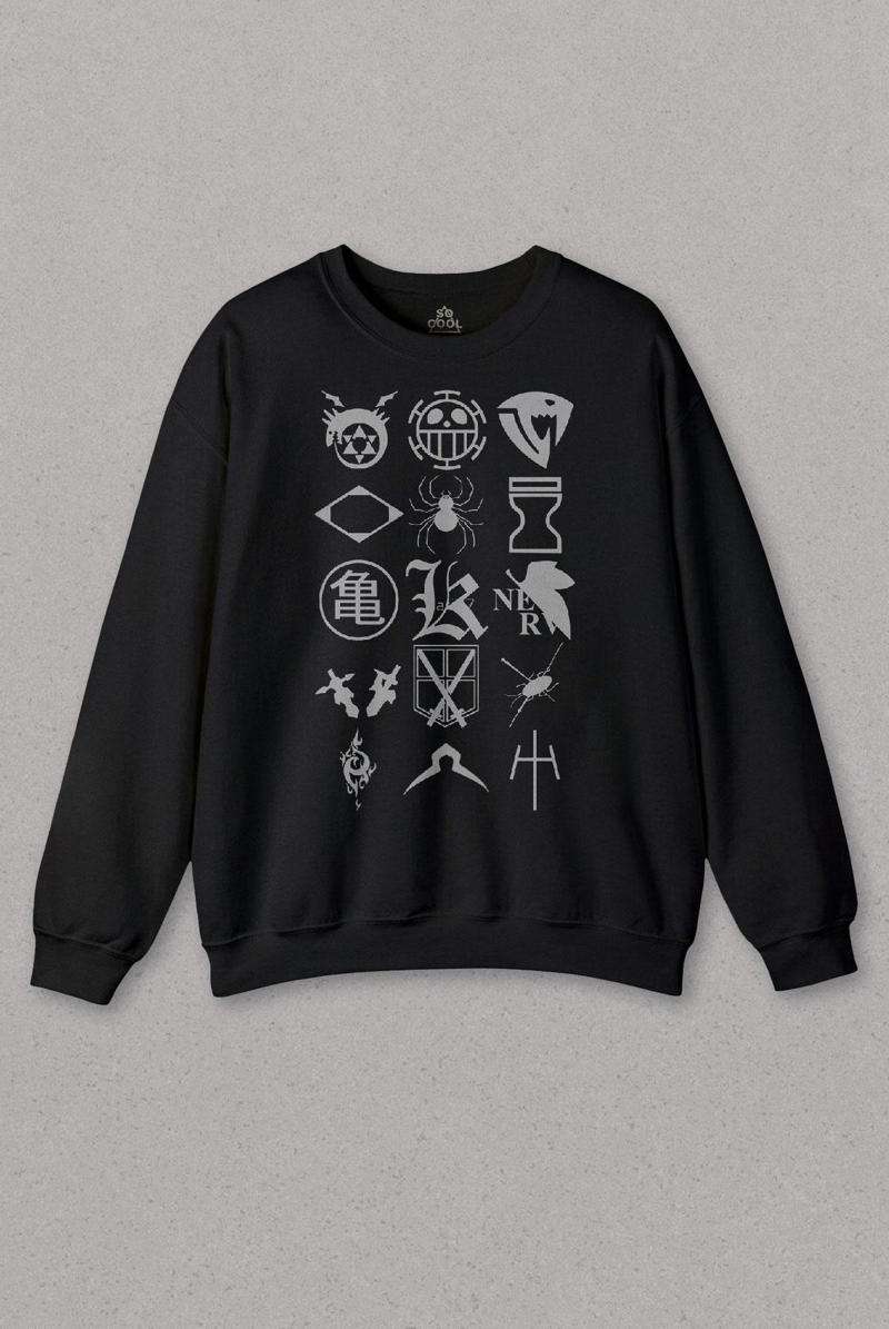 Siyah Sweatshirt Çizgi Film Fooly Cooly Flcl Anime Cartoon Kedi Baskılı Unisex Sweat PSW01S-1411