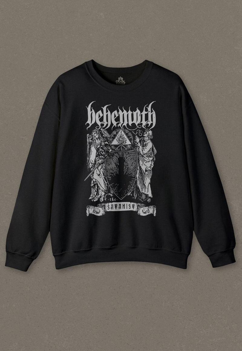 Siyah Unisex Sweatshirt Behemoth The Satanist Ben Sahar Metal Music Guitar Baskılı Sweat