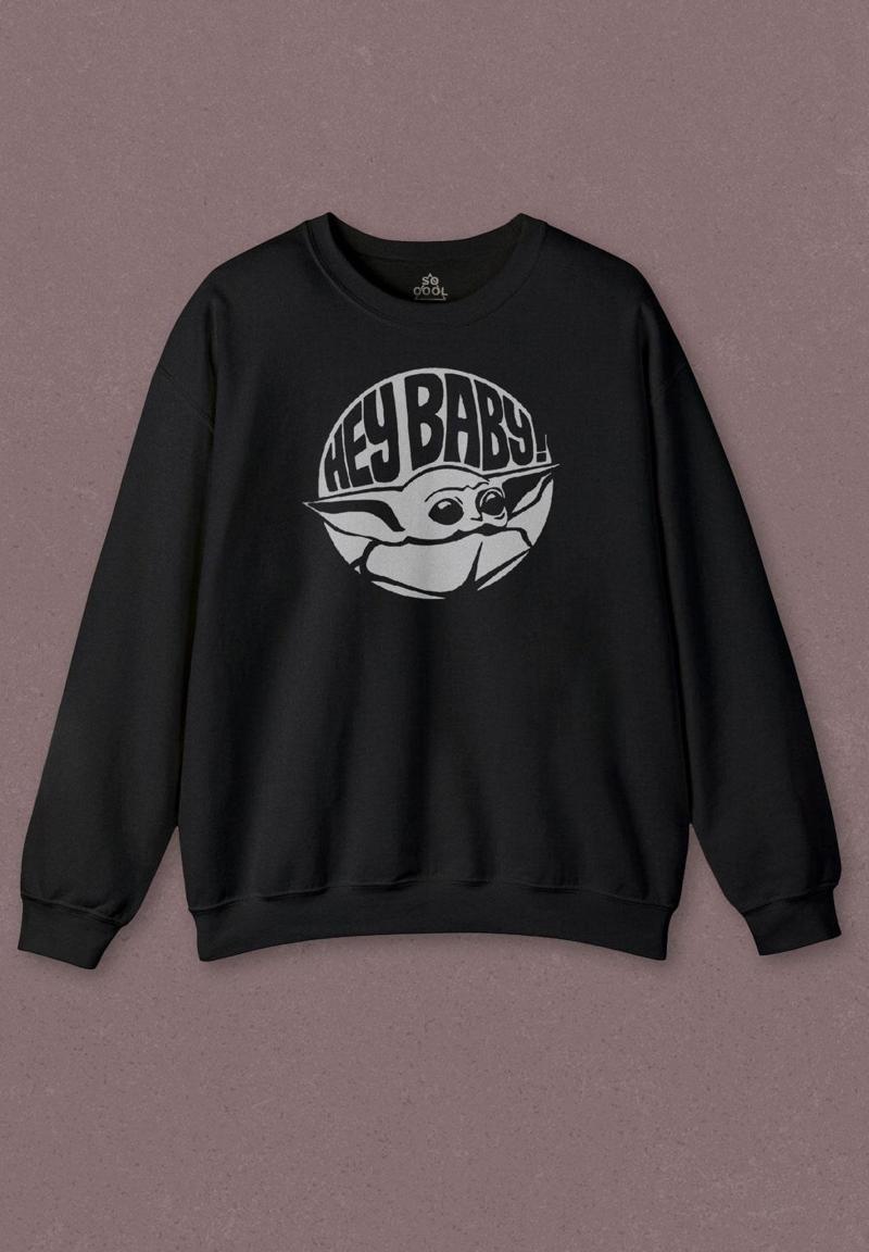 Unisex Sweatshirt Baby Yoda Star Wars Mandalorian Jedi Baskılı Sweat