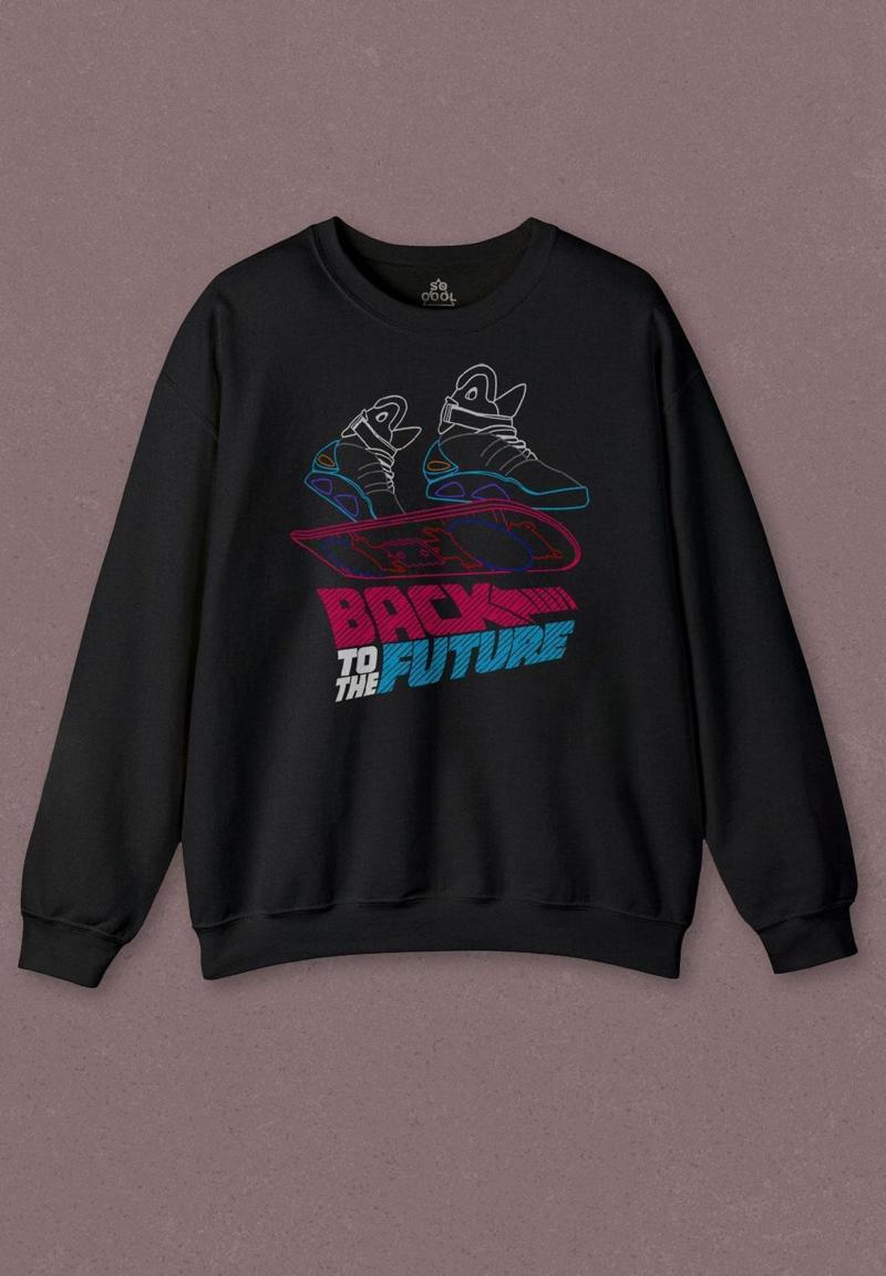 Unisex Sweatshirt Back To The Future Geleceğe Dönüş Uçan Kaykay Baskılı Sweat
