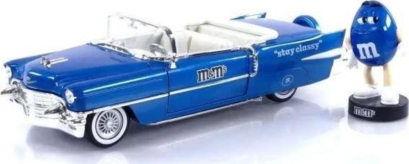 M&M'in 1956 Cadillac El Dorado Döküm Arabası Ve Mavi Figür
