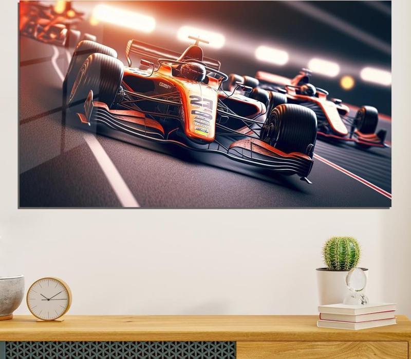 Araba Temalı Pleksi Cam Tablo Race-Car