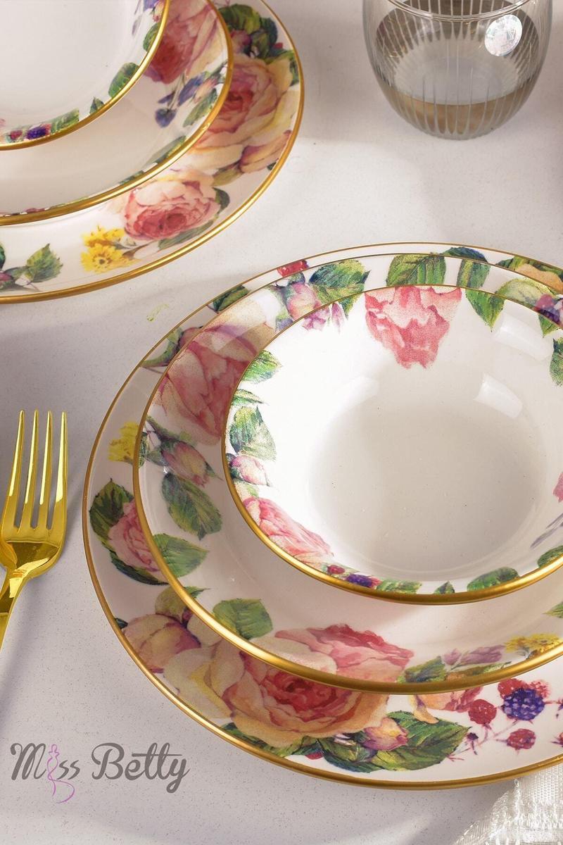 Yemek Takımı 24 Parça 6 Kişilik Porselen Rosedeluxe