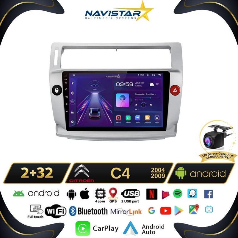 Citroen C4 2004-2009 Model 2GB + 64GB Android 13 Kablosuz Carplay Navigasyon Multimedya Sistemi