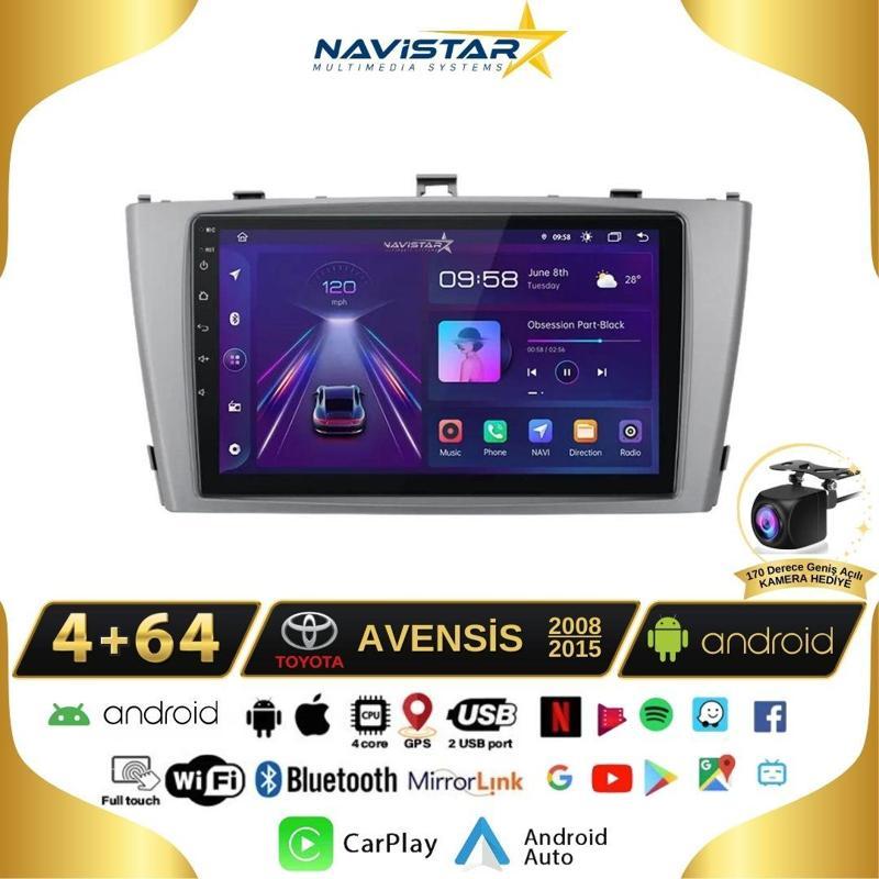 Toyota Avensis 2008-2015 Model 4GB + 64GB Android 13 Kablosuz Carplay Navigasyon Multimedya Sistemi