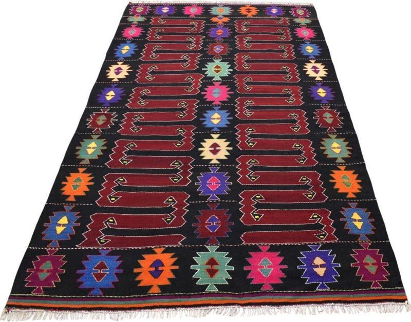 El Dokuma Benzersiz Balıkesir Karakeçili Yörük Yün Kilim 5456
