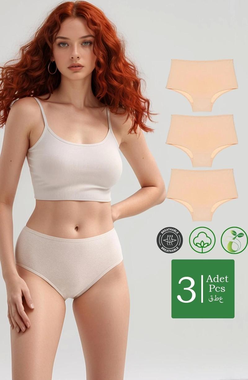 3'lü Paket Pamuklu Bato Yüksek Bel Külot