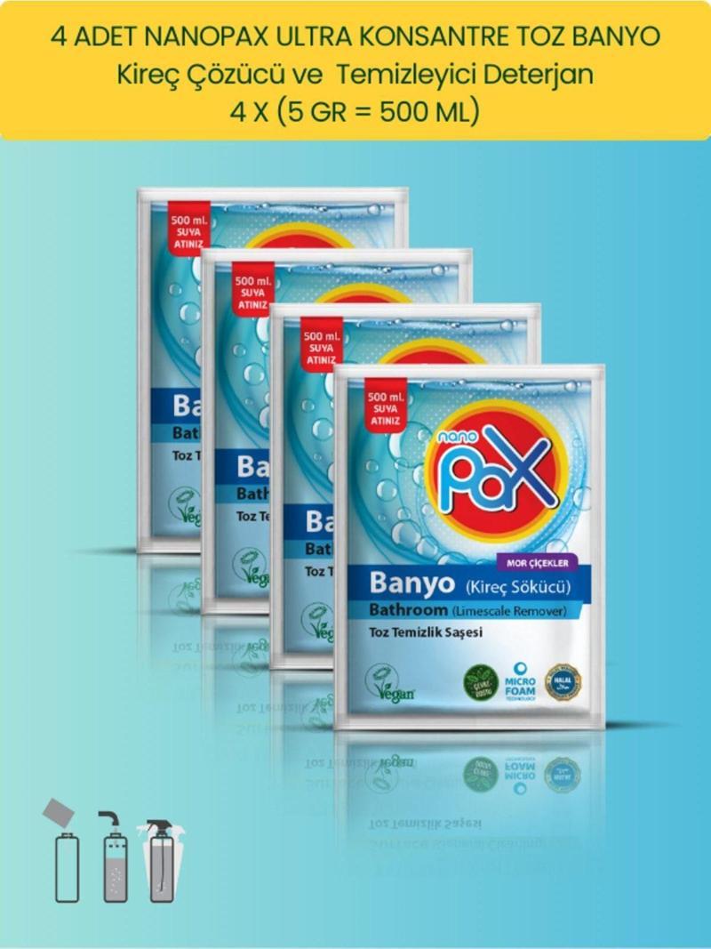 4 ADET BANYO TEMİZLİK (KİREÇ ÇÖZÜCÜ) TOZ DETERJAN (ULTRA KONSANTRE)