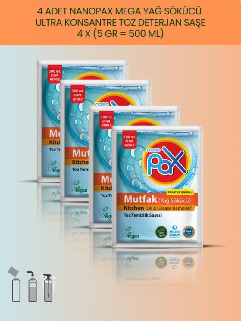 4 ADET MUTFAK TEMİZLİK (YAĞ SÖKÜCÜ) TOZ DETERJAN (ULTRA KONSANTRE)
