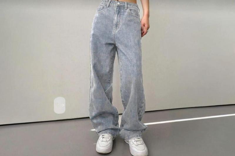 Moda Baggy Jean Kot Kadın Bol Salaş Geniş Paça Rahat Pantolon