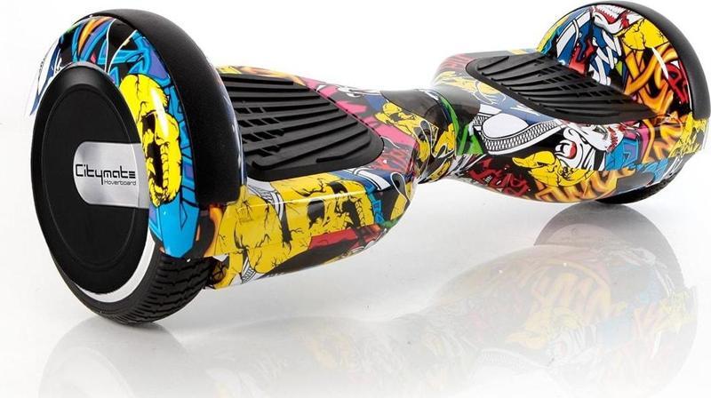 Elektrikli Kaykay Hoverboard 6.5 Inch Kurukafa Grafity Desenli Akıllı Denge -çanta Hediyeli