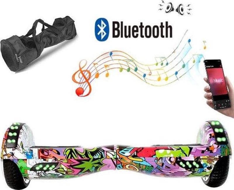 Elektrikli Kaykay Full Ledli Hoverboard Bluetooth Hoparlörlü 6.5 Inch Desenli Çanta Hediye