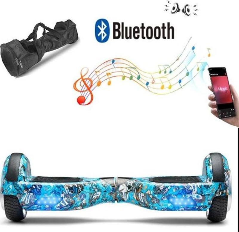 Elektrikli Kaykay Hoverboard Bluetooth Hoparlörlü 6.5 Inch Grafiti Desenli Çanta Hediye