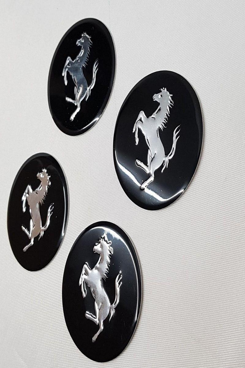 Jant Göbeği Arma Ferrari Alüminyum 60Mm 4'Lü Set Siyah