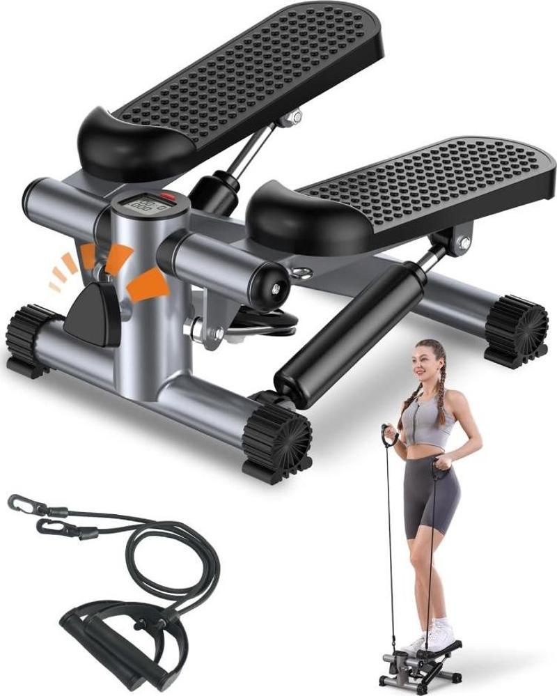 Direnç Lastikli Mini Stepper Egzersiz Aleti -Kaymaz Pedallı Kardiyo Cihazı