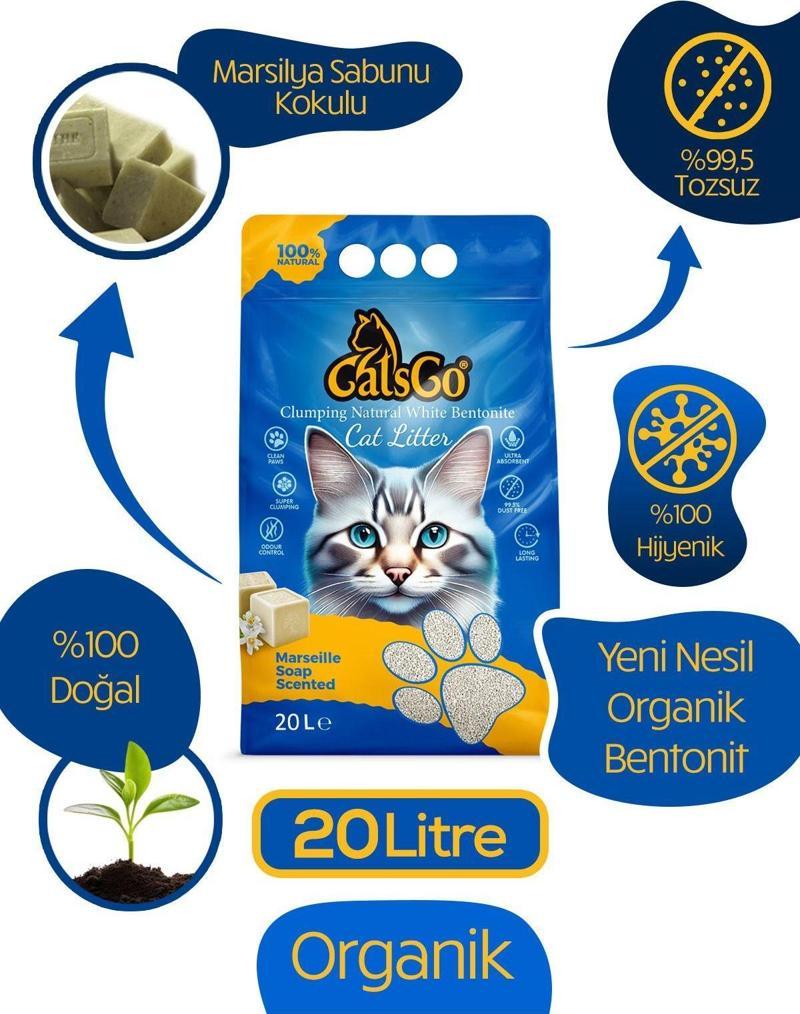 Cat’S Go Marsilya Sabunlu Premium Organik Kedi Kumu 20 Lt Dev Boy