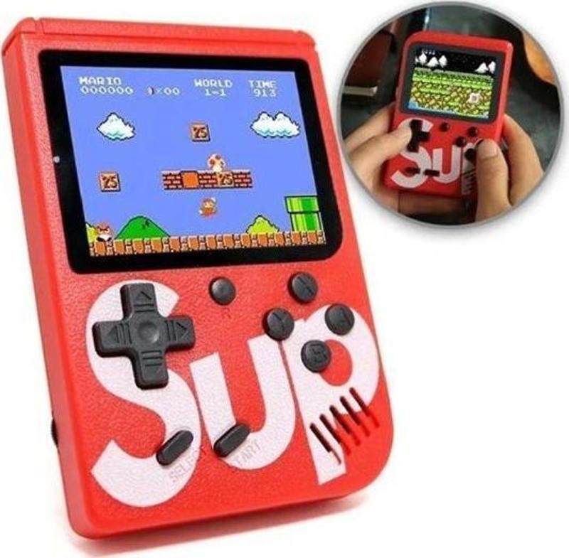Sup Taşınabilir Video Oyun Konsolu 3" 400 Oyunlu Mini Atari Gameboy Kırmızı