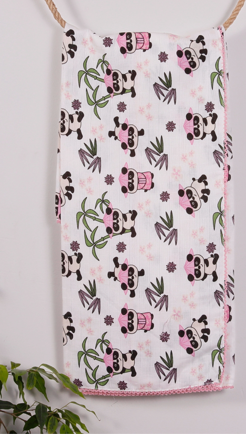 Pembe Bambu 95*120 Müslin Bebek Battaniyesi