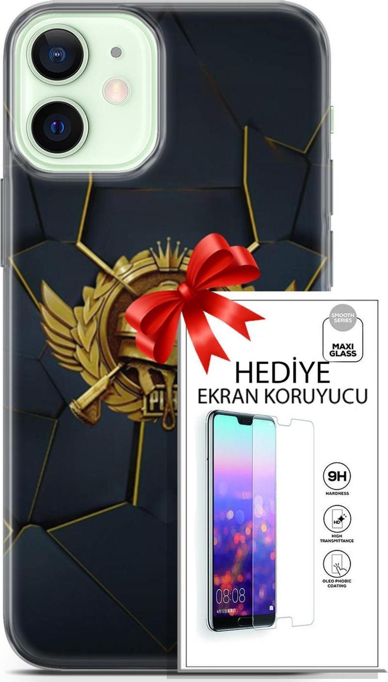 Apple İphone 12 Kılıf Orijinal Seri Pubg 16 Amblem Hediyelik Kılıf Ve Ekran Koruyucu