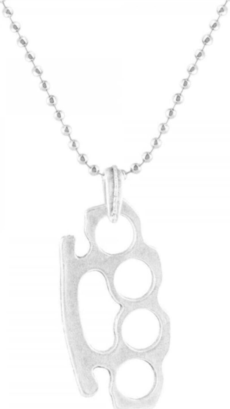 Erkek Gri Muşta Top Zincir Paslanmaz Metal 50 cm Hediyelik Takı Kolye