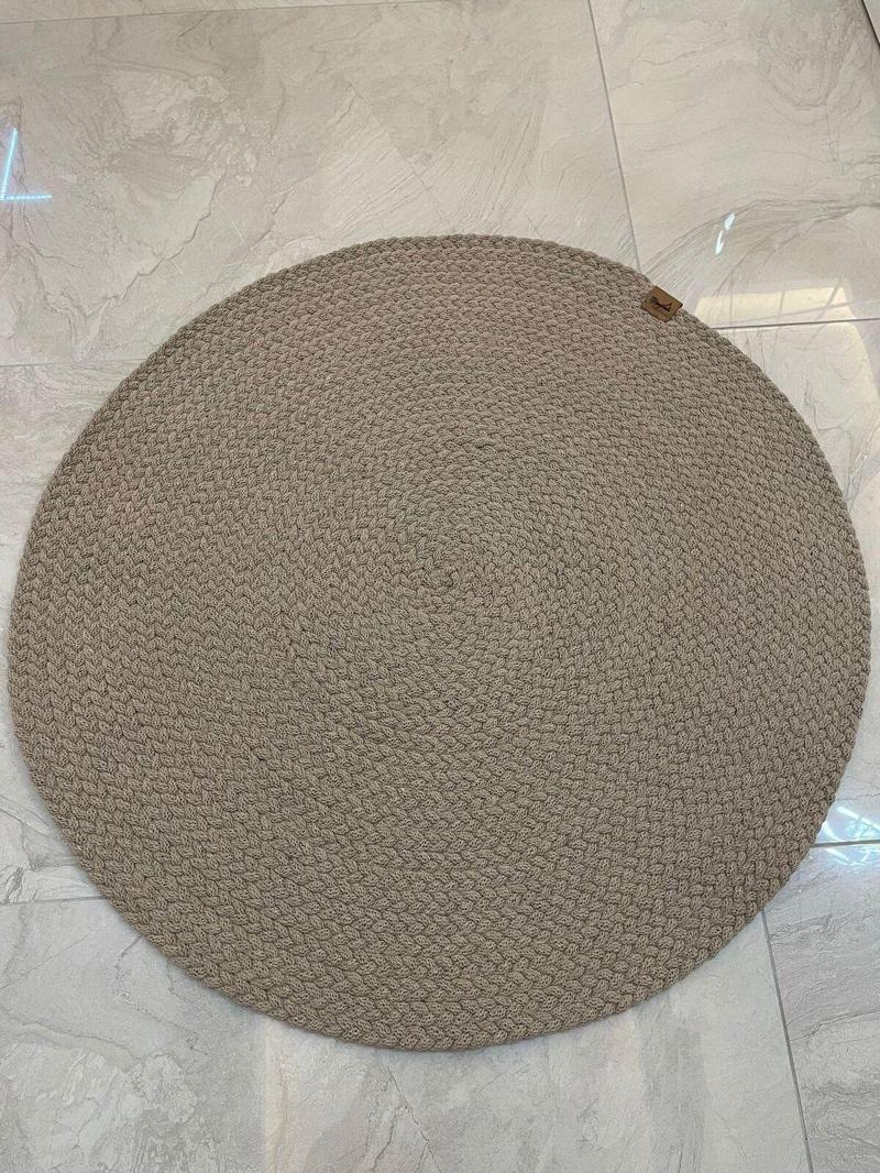 Petek Hasır Jut Bej Örgü Halı & Kilim