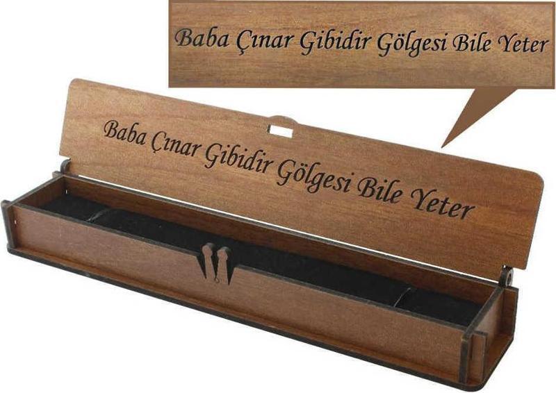 Özel Mesaj Yazılı Kahverengi Ahşap Hediye Tesbih Kutusu - M2