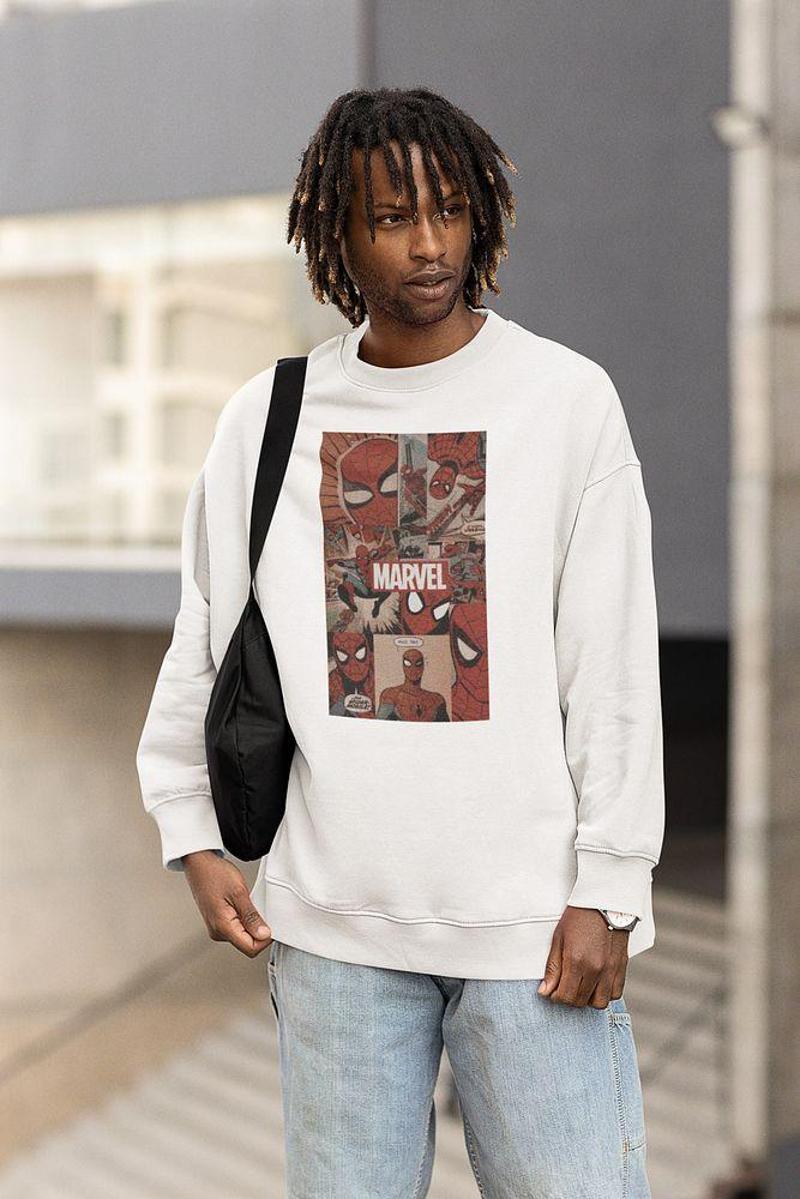 Spider-Man Karikatür Baskılı Unisex Oversize Örümcek Adam Sweatshirt